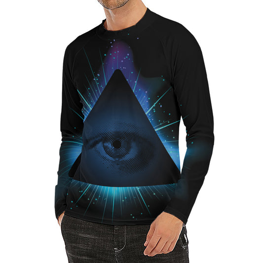 Masonic Eye All Seeing Print Men's Long Sleeve Rash Guard