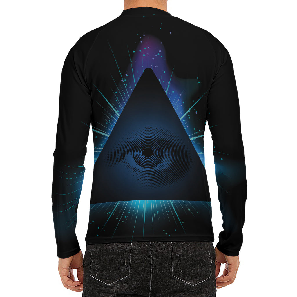 Masonic Eye All Seeing Print Men's Long Sleeve Rash Guard