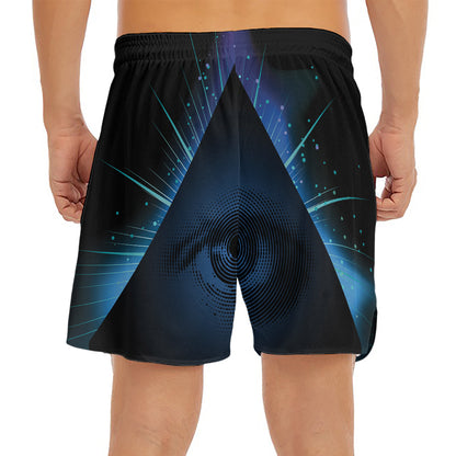 Masonic Eye All Seeing Print Men's Split Running Shorts
