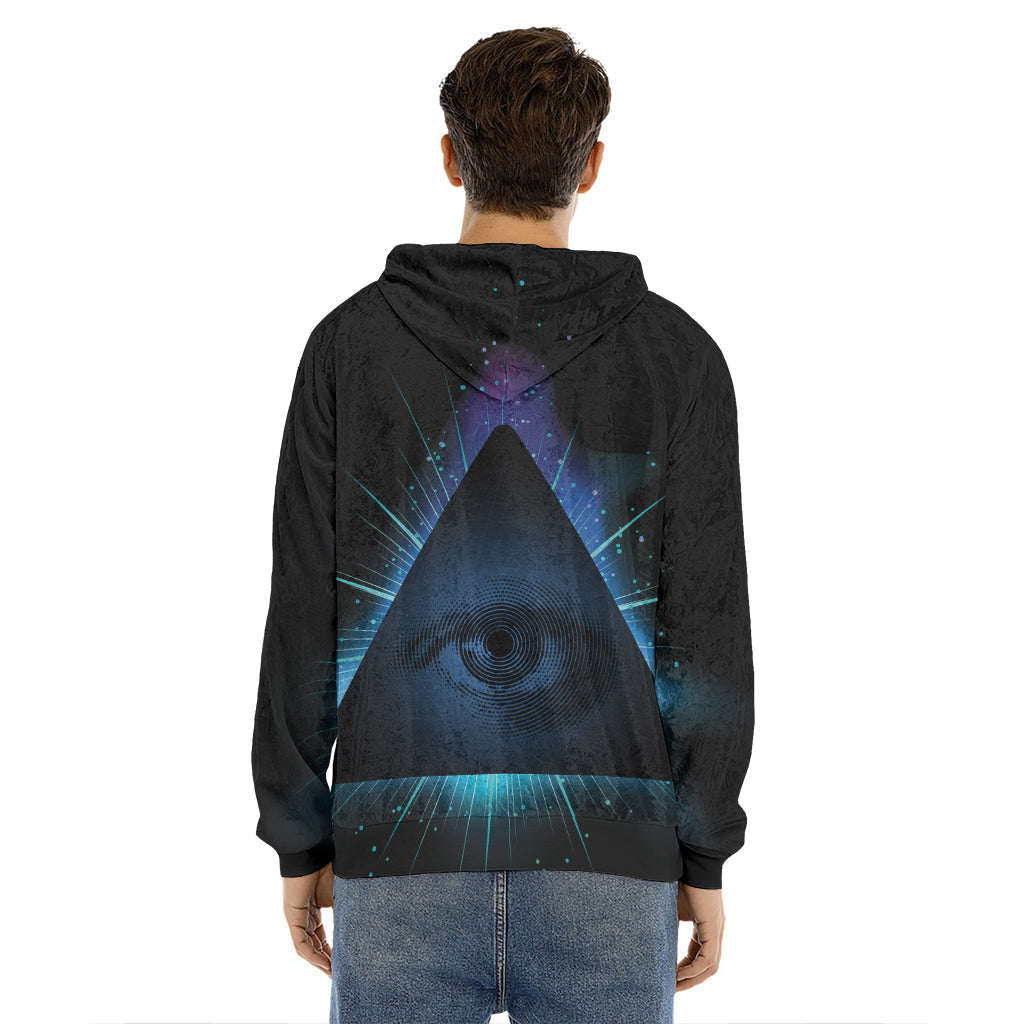 Masonic Eye All Seeing Print Men's Velvet Pullover Hoodie