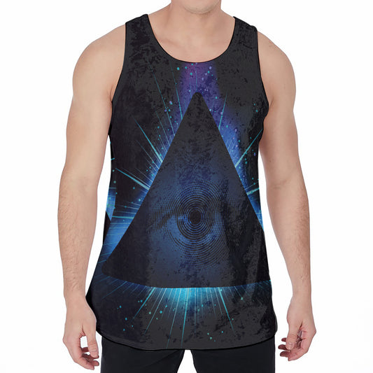 Masonic Eye All Seeing Print Men's Velvet Tank Top