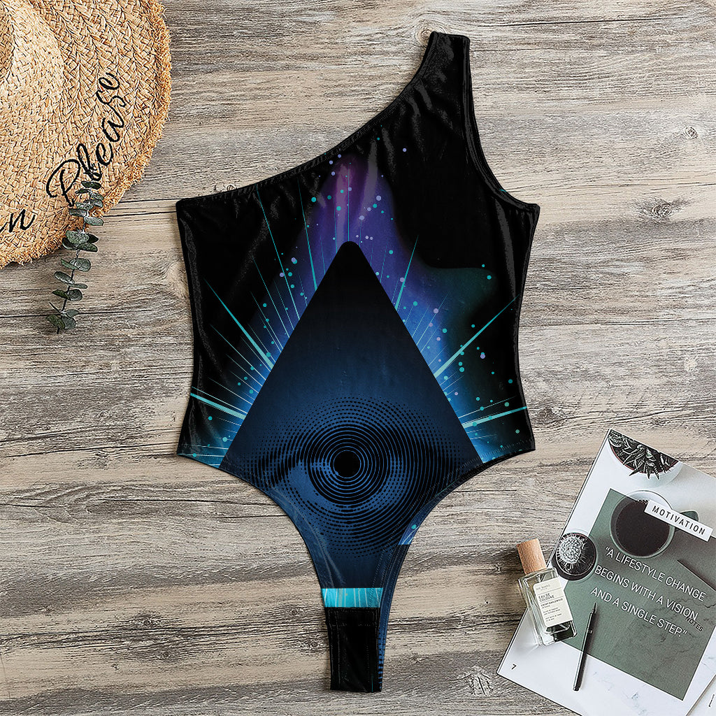 Masonic Eye All Seeing Print One Shoulder Bodysuit