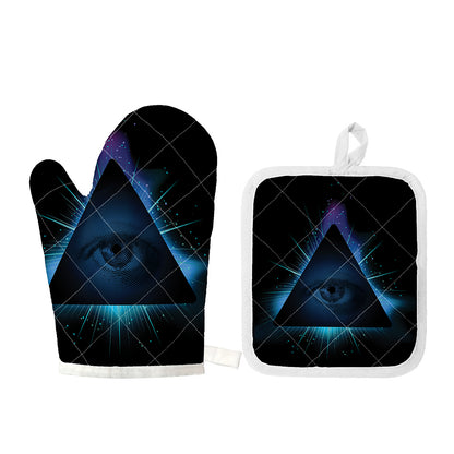 Masonic Eye All Seeing Print Oven Mitt And Pot Holder Set