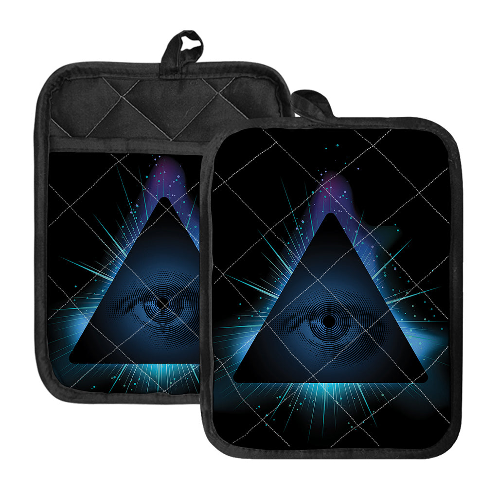 Masonic Eye All Seeing Print Pot Holders With Pocket