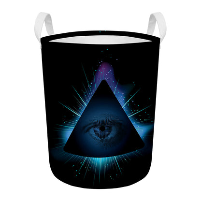 Masonic Eye All Seeing Print Round Laundry Basket