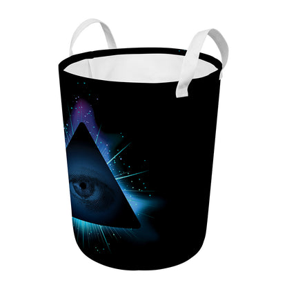 Masonic Eye All Seeing Print Round Laundry Basket