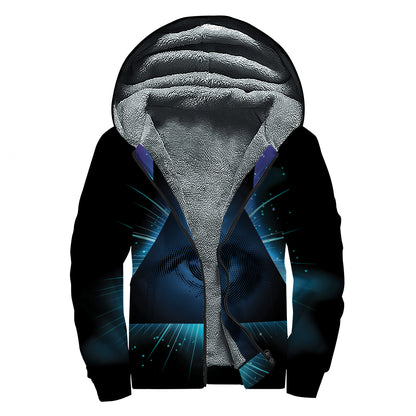 Masonic Eye All Seeing Print Sherpa Lined Zip Up Hoodie