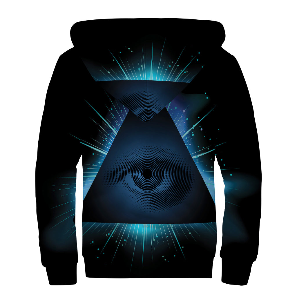 Masonic Eye All Seeing Print Sherpa Lined Zip Up Hoodie