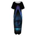 Masonic Eye All Seeing Print Short Sleeve Long Nightdress
