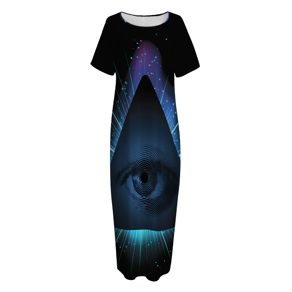 Masonic Eye All Seeing Print Short Sleeve Long Nightdress