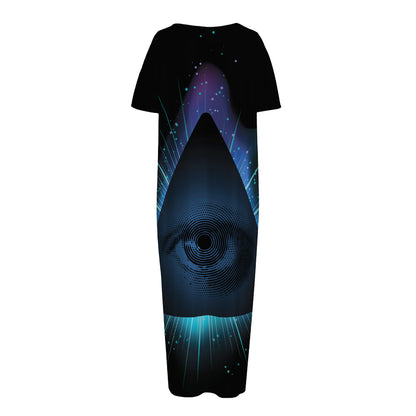 Masonic Eye All Seeing Print Short Sleeve Long Nightdress