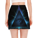 Masonic Eye All Seeing Print Side Slit Mini Skirt