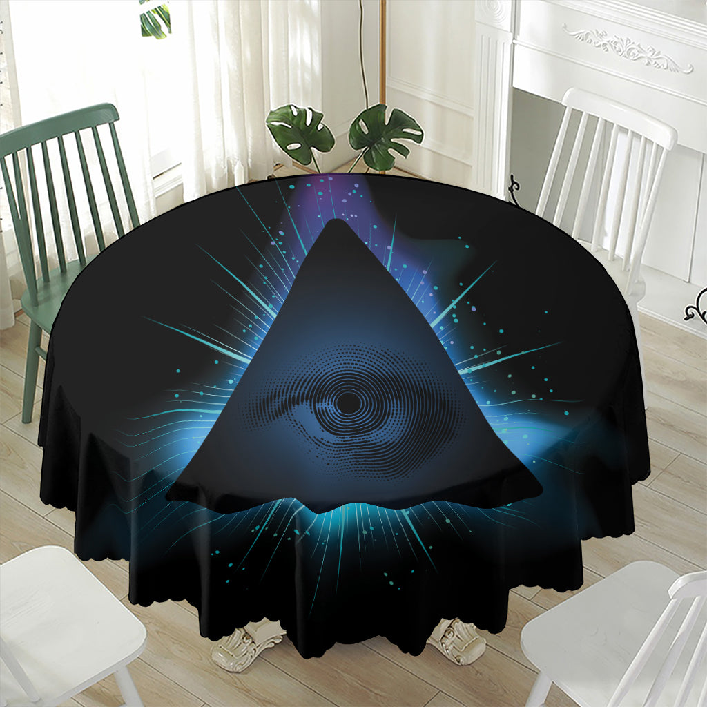 Masonic Eye All Seeing Print Waterproof Round Tablecloth