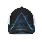 Masonic Eye All Seeing Print White Mesh Trucker Cap