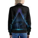 Masonic Eye All Seeing Print Women's Bomber Jacket