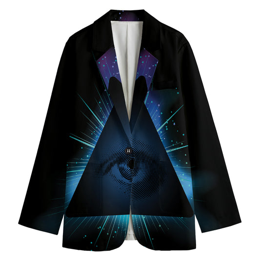 Masonic Eye All Seeing Print Women's Cotton Blazer