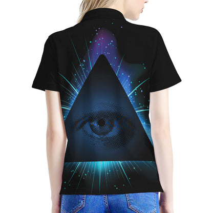 Masonic Eye All Seeing Print Women's Polo Shirt