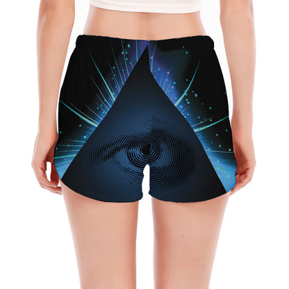 Masonic Eye All Seeing Print Women's Split Running Shorts