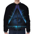 Masonic Eye All Seeing Print Zip Sleeve Bomber Jacket