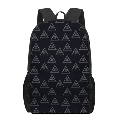 Masonic Eye Pattern Print 17 Inch Backpack