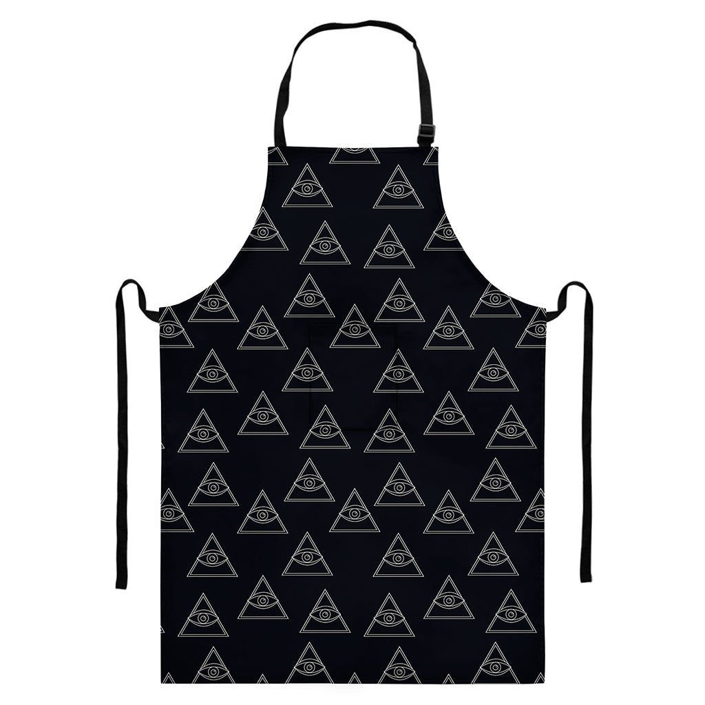 Masonic Eye Pattern Print Bib Apron With Pocket