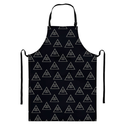 Masonic Eye Pattern Print Bib Apron With Pocket