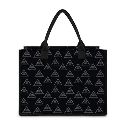 Masonic Eye Pattern Print Canvas Tote Bag