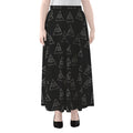 Masonic Eye Pattern Print Chiffon Maxi Skirt