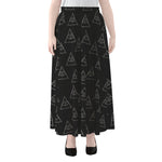 Masonic Eye Pattern Print Chiffon Maxi Skirt