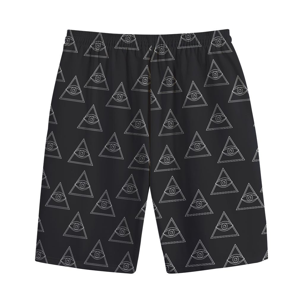 Masonic Eye Pattern Print Cotton Shorts