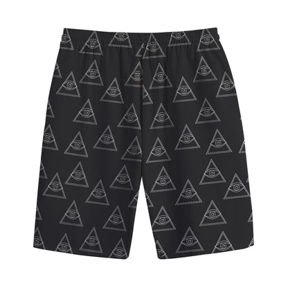 Masonic Eye Pattern Print Cotton Shorts