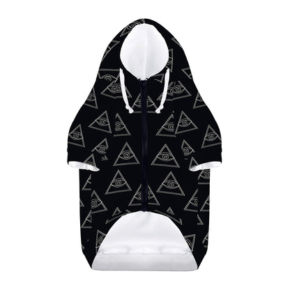 Masonic Eye Pattern Print Dog Zip Up Hoodie