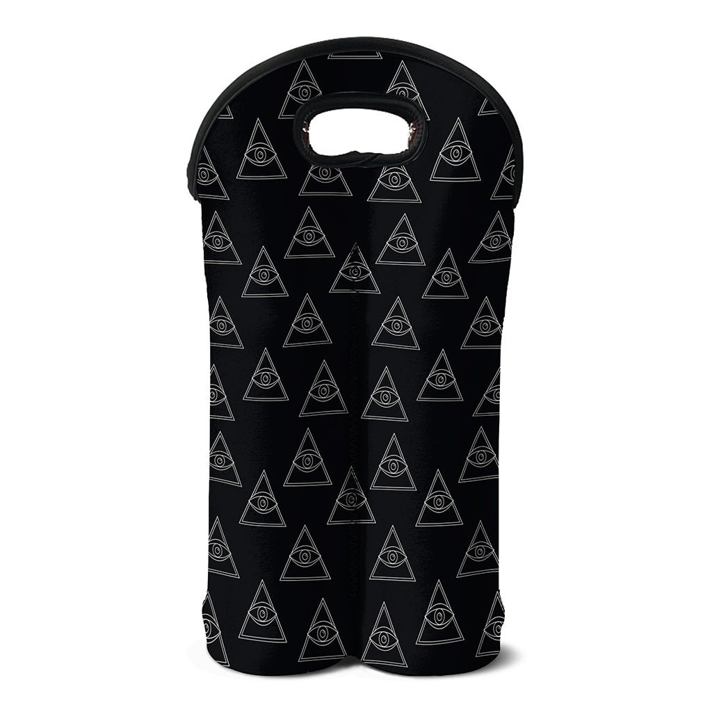 Masonic Eye Pattern Print Double Neoprene Wine Tote