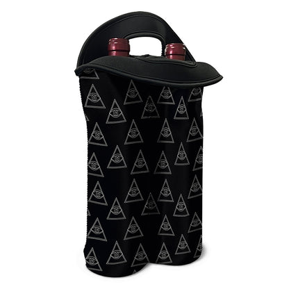 Masonic Eye Pattern Print Double Neoprene Wine Tote