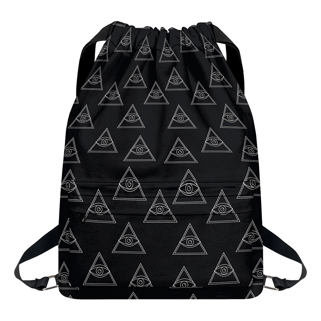 Masonic Eye Pattern Print Drawstring Backpack