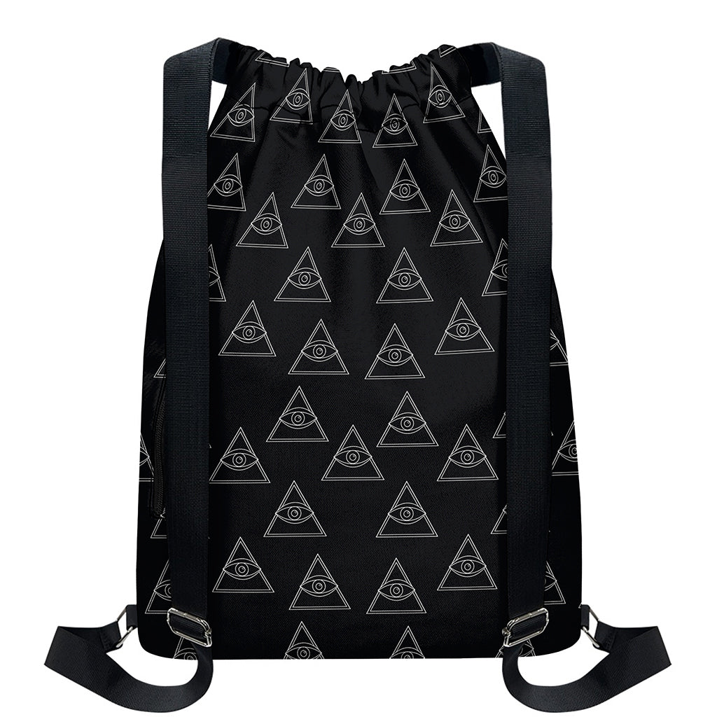 Masonic Eye Pattern Print Drawstring Backpack