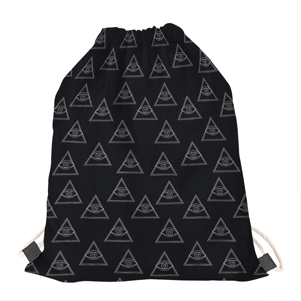 Masonic Eye Pattern Print Drawstring Bag