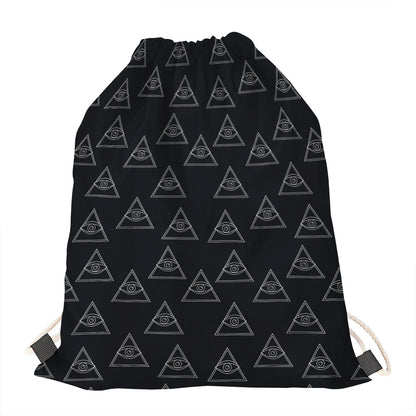 Masonic Eye Pattern Print Drawstring Bag