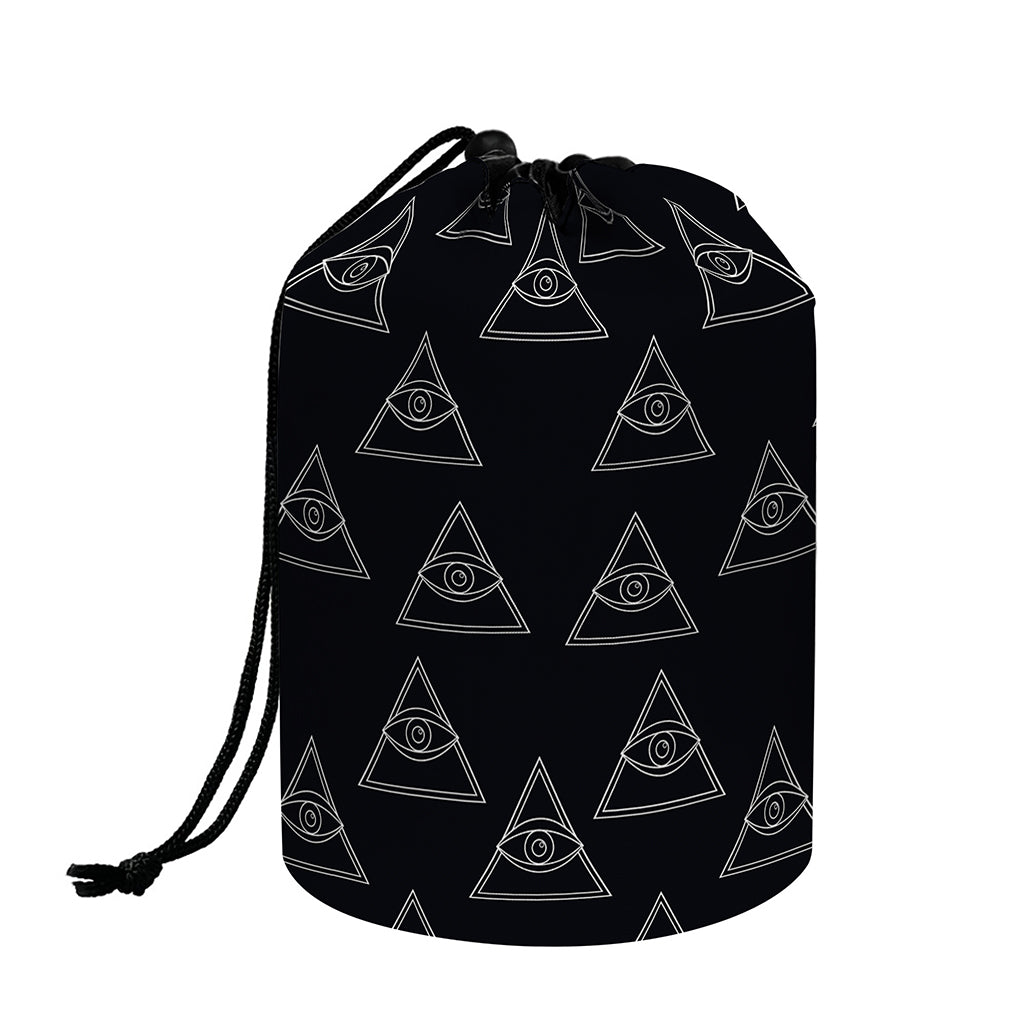 Masonic Eye Pattern Print Drawstring Makeup Bag