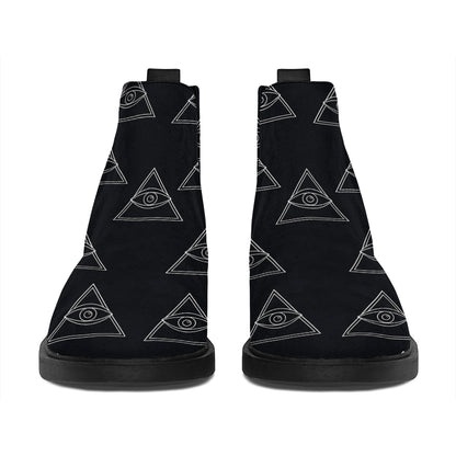 Masonic Eye Pattern Print Flat Ankle Boots