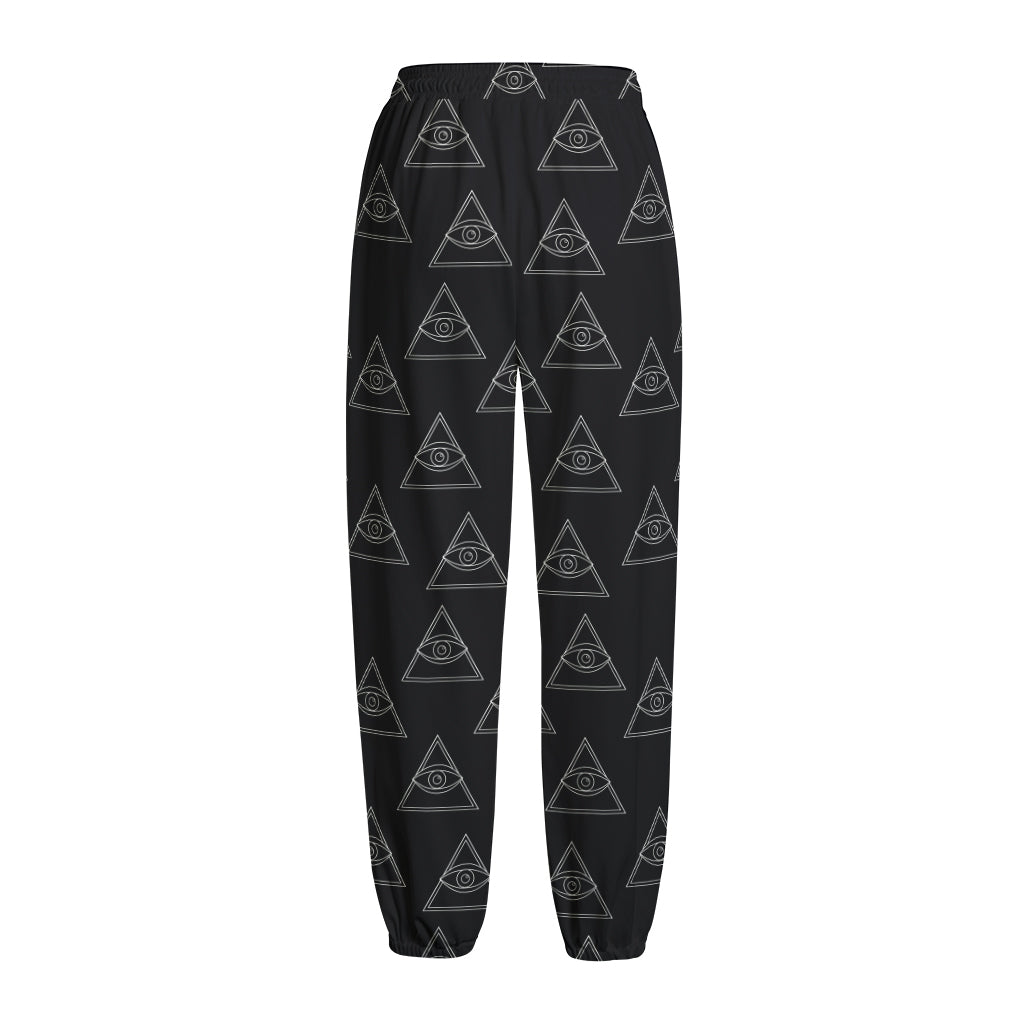 Masonic Eye Pattern Print Fleece Lined Knit Pants