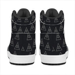 Masonic Eye Pattern Print High Top Leather Sneakers