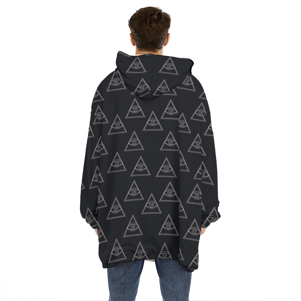 Masonic Eye Pattern Print Hoodie Blanket