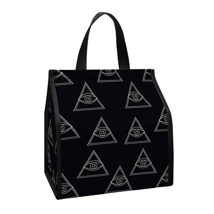 Masonic Eye Pattern Print Insulated Lunch Tote