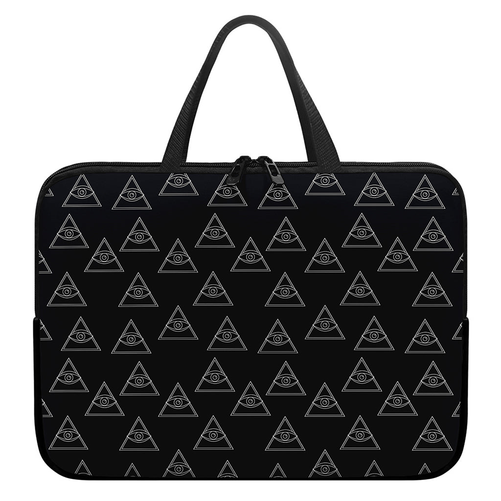 Masonic Eye Pattern Print Laptop Sleeve With Handle