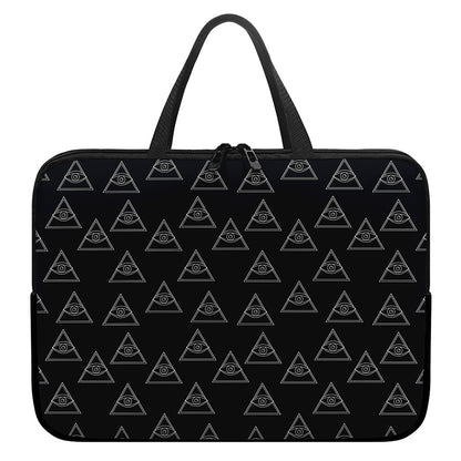 Masonic Eye Pattern Print Laptop Sleeve With Handle