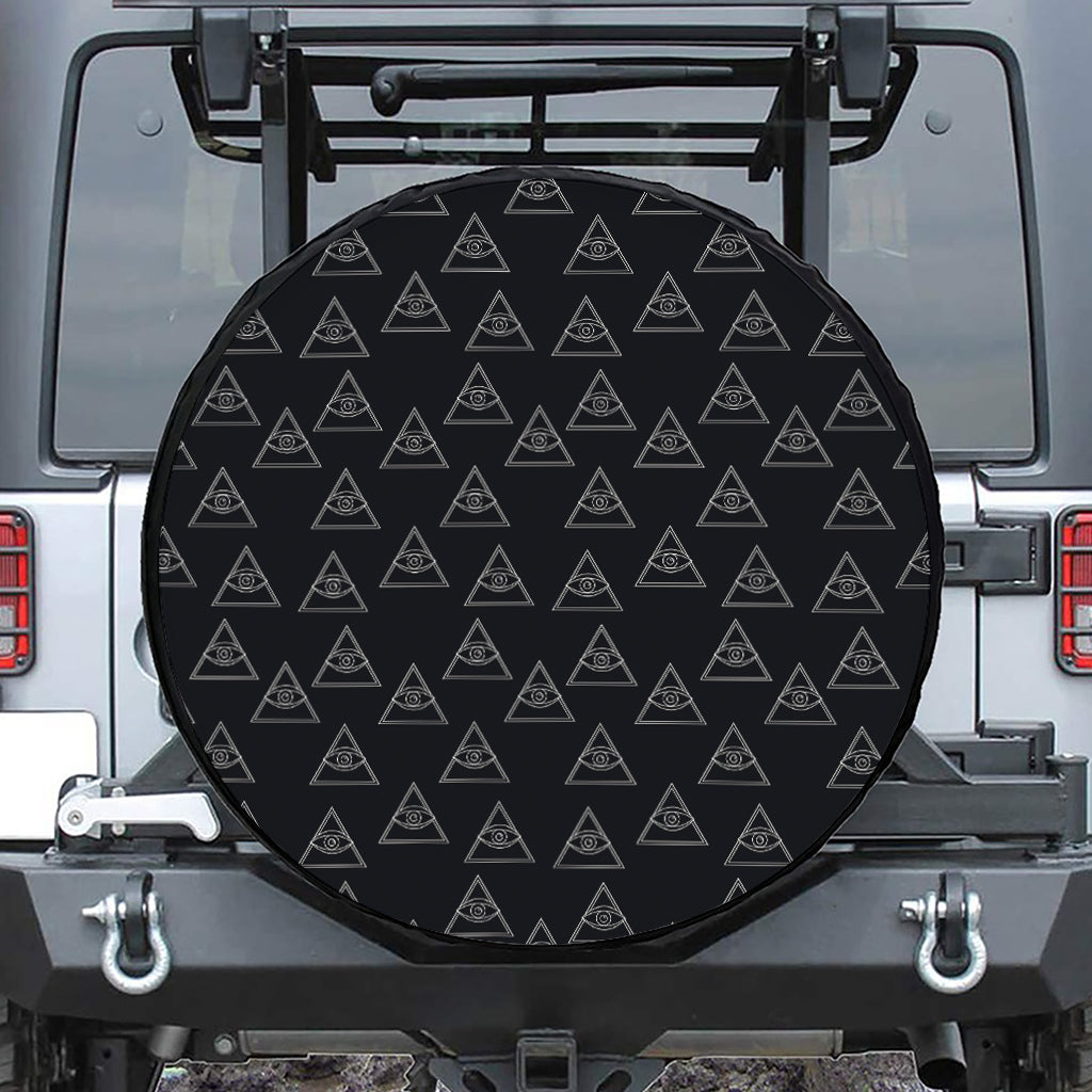 Masonic Eye Pattern Print Leather Spare Tire Cover