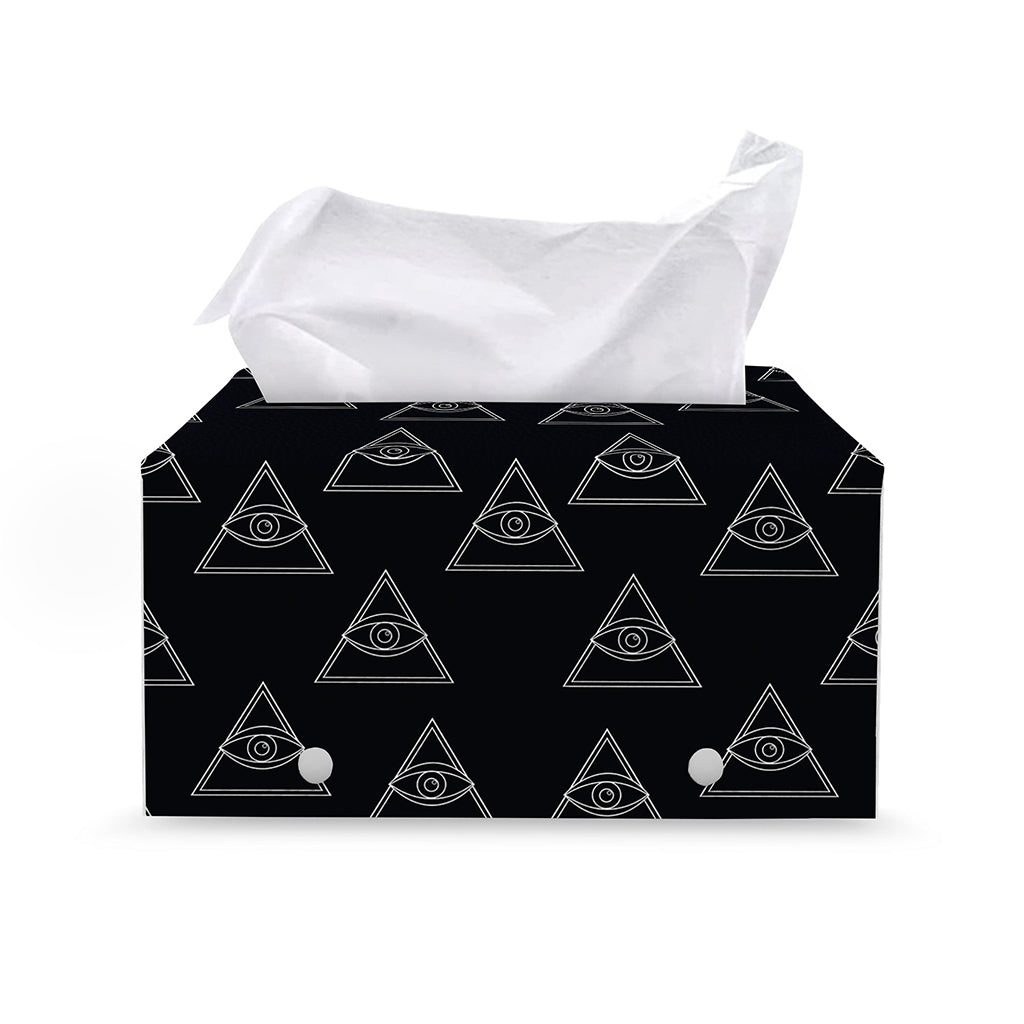 Masonic Eye Pattern Print Leather Tissue Box Cover