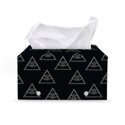 Masonic Eye Pattern Print Leather Tissue Box Cover
