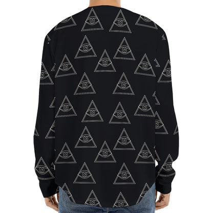 Masonic Eye Pattern Print Long Sleeve Baseball Jersey